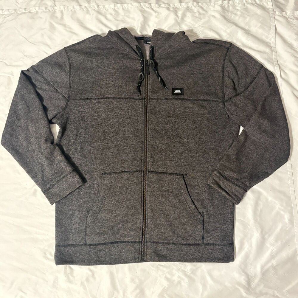 Vans Men's XXL Full Zip Fleece Hoodie Charcoal Gray Logo Sweatshirt 2XL